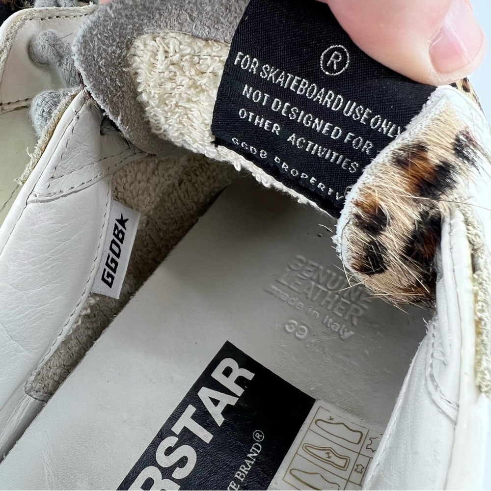 Golden Goose Super Star Leopard Calf Hair Low Top Sneakers 39 - Picture 10 of 14